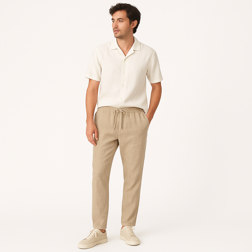 Men's Regular Fit Linen Trousers – Classic Summer Smart Casual