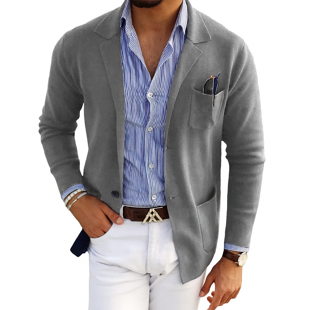 Notch Collar Men’s Blazer with Button Pockets – Smart Layer