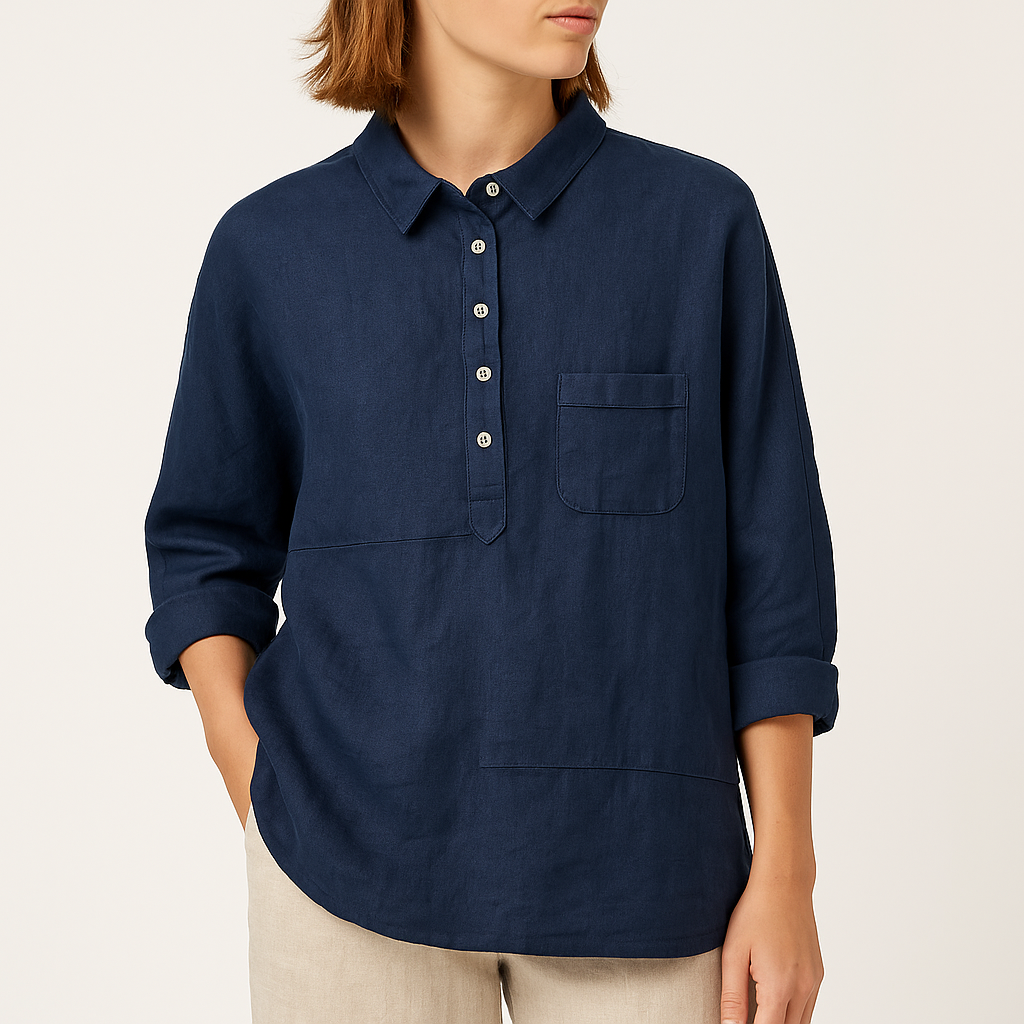 Women's Cotton Linen Long Sleeve Shirt – Casual Lapel Neck Blouse
