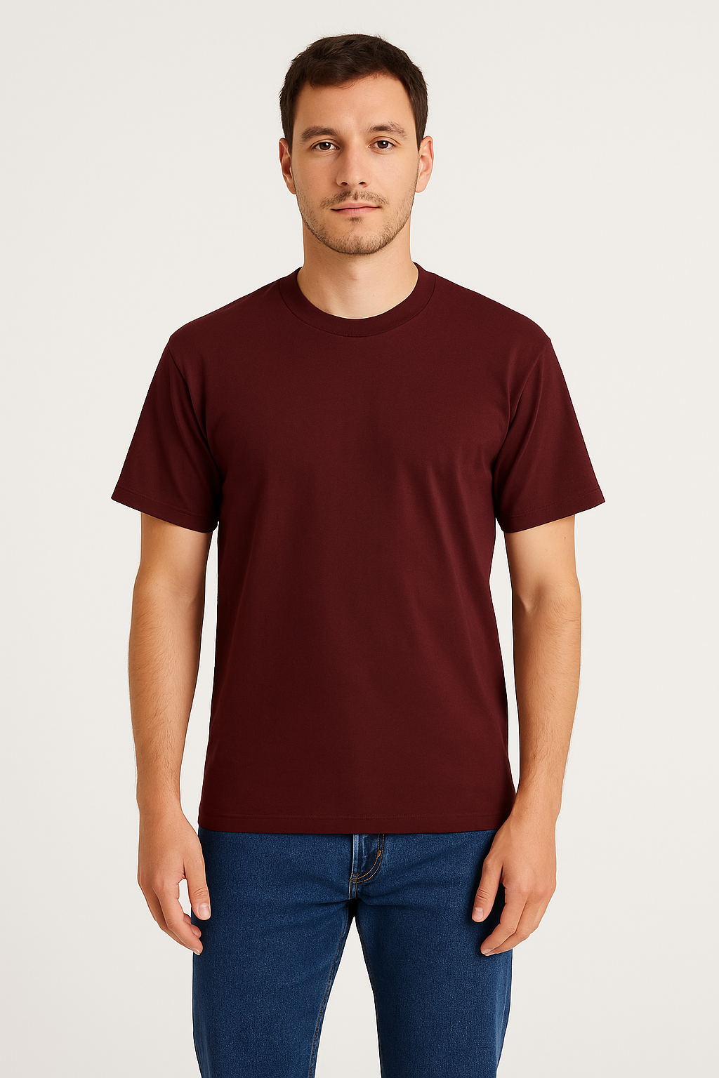 Men's 100% Cotton Crew Neck T-Shirt – Breathable Summer Fit