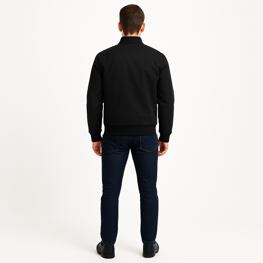 Men’s Baseball Varsity Jacket – Wool Body, Leather Sleeves, Snaps