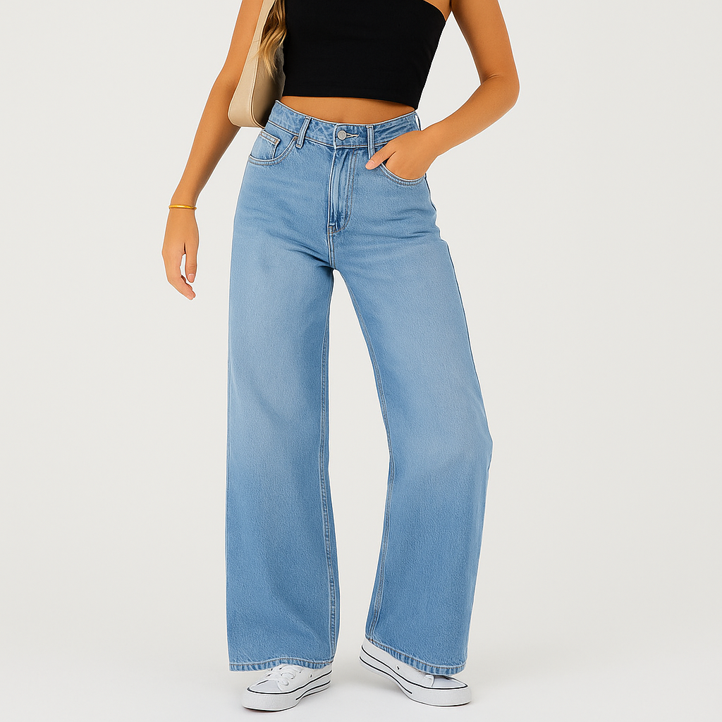 High-Waisted Wide Leg Women's Jeans – Relaxed Fit Denim Trousers