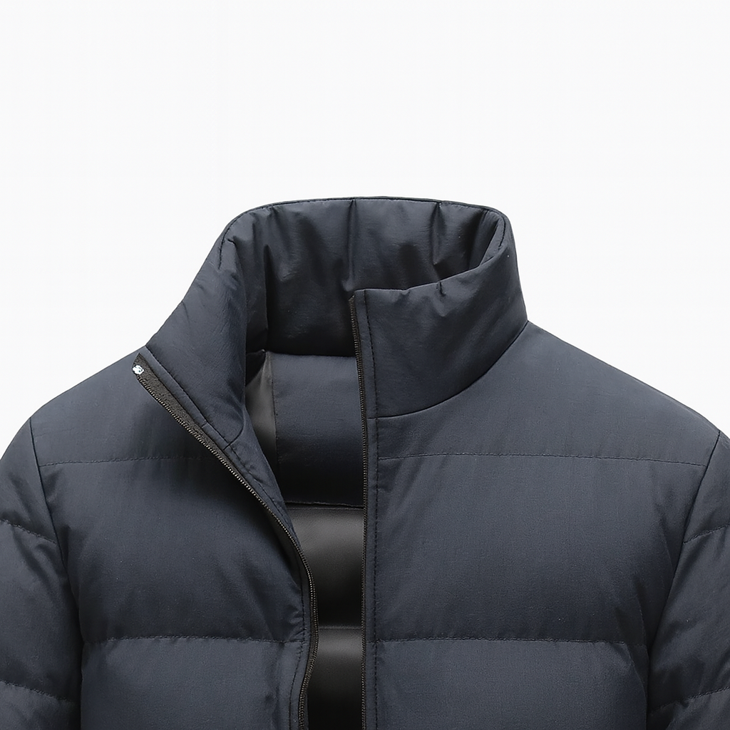 Men’s Smart Wool-Blend Overcoat with Stand-Up Collar
