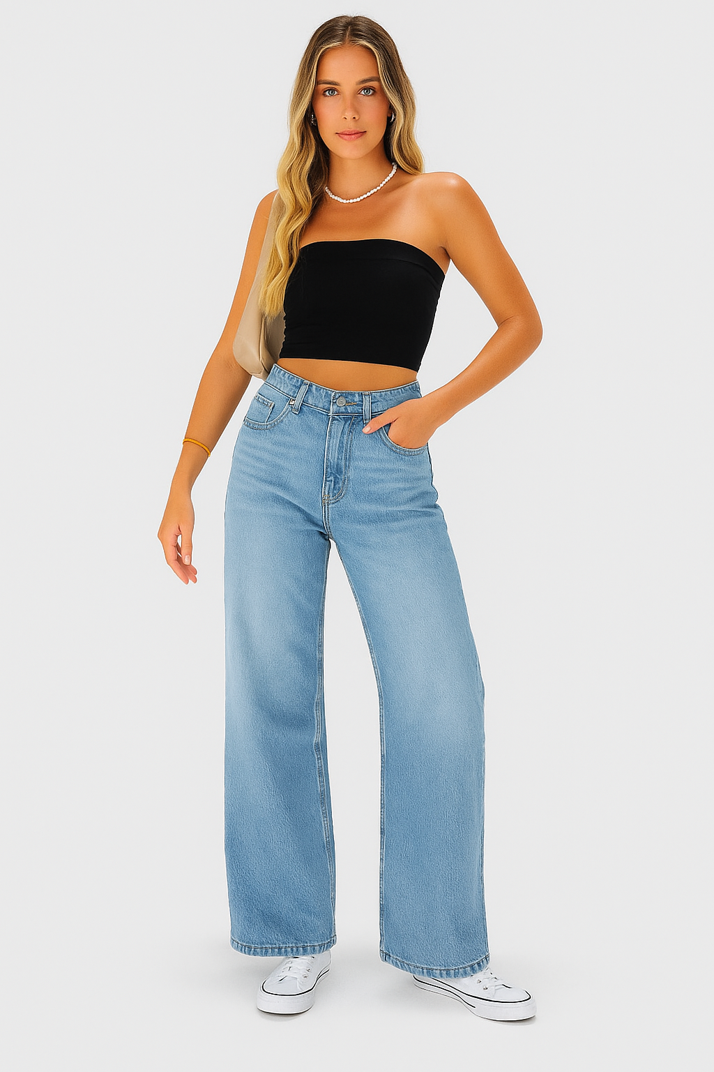 High-Waisted Wide Leg Women's Jeans – Relaxed Fit Denim Trousers