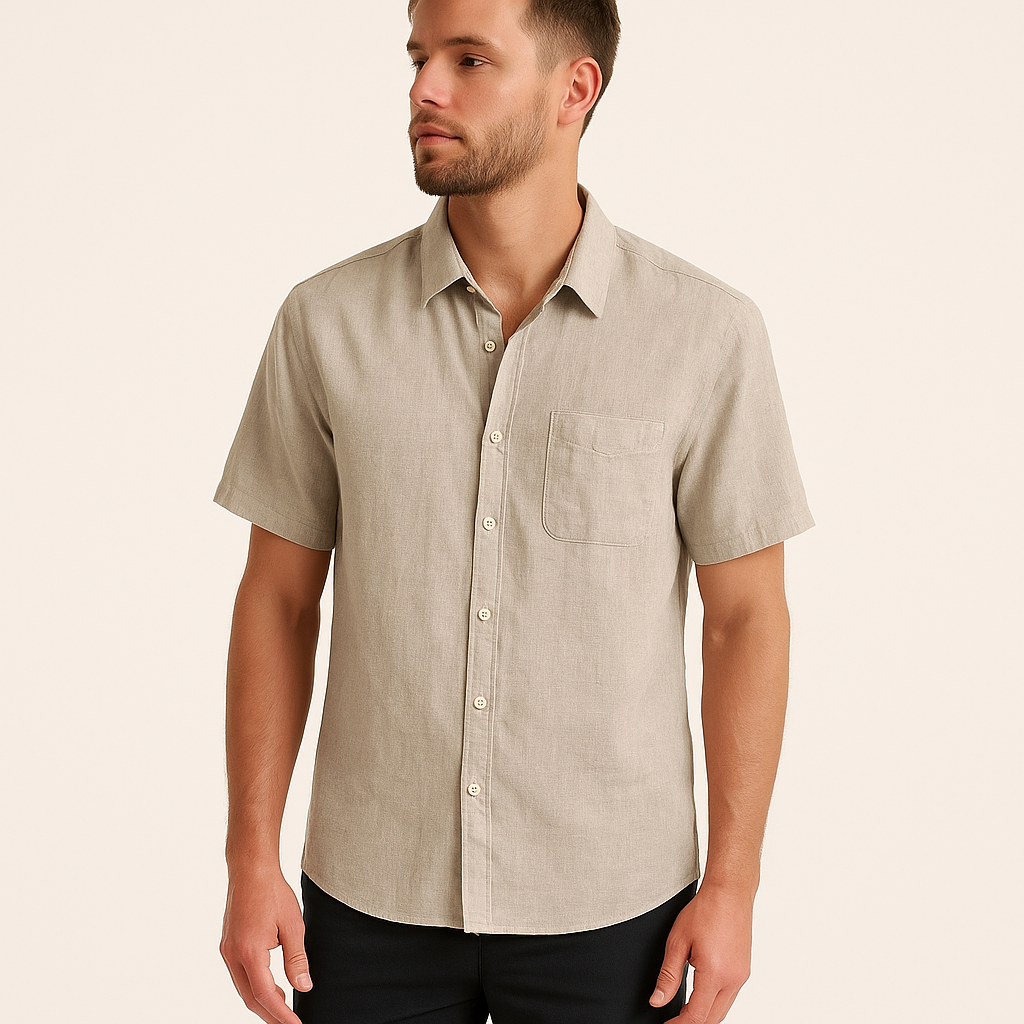 Men's Short Sleeve Linen Shirt – Lightweight Summer Button-Up