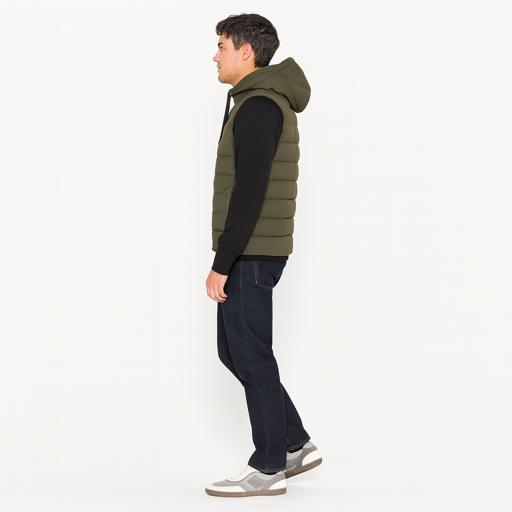 Men’s Hooded Longline Puffer Gilet – Lightweight Layering Coat