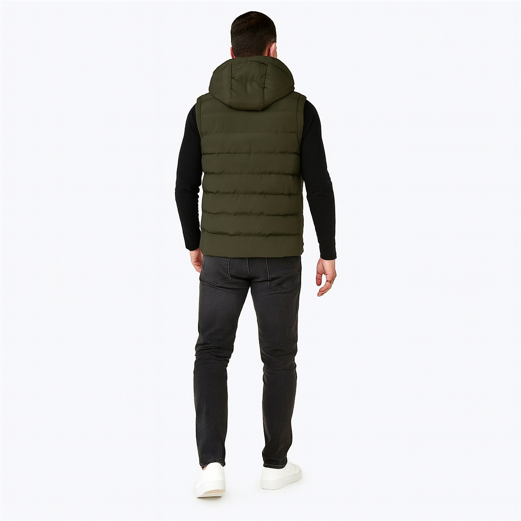 Men’s Hooded Longline Puffer Gilet – Lightweight Layering Coat