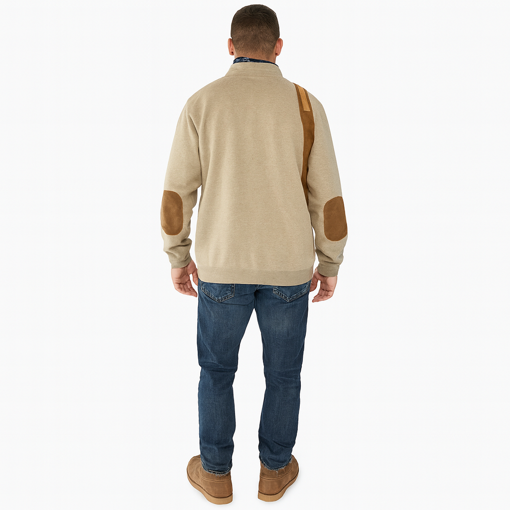 Men’s Half-Zip Sweatshirt with Elbow Patches – Warm Layer