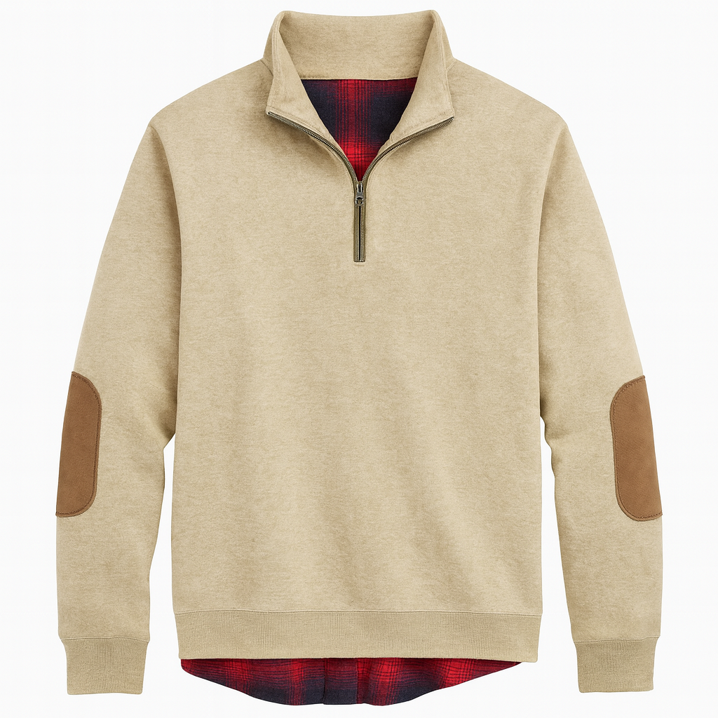 Men’s Half-Zip Sweatshirt with Elbow Patches – Warm Layer