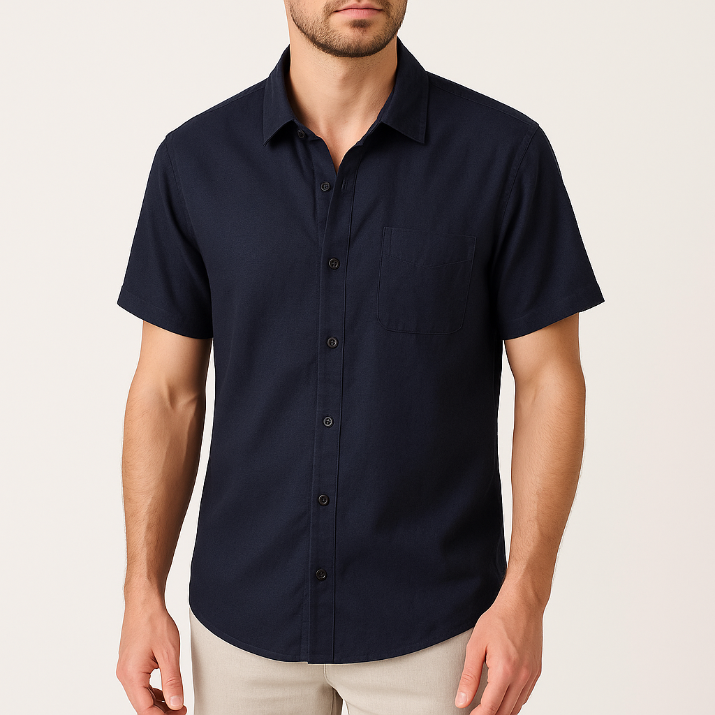 Men's Short Sleeve Linen Shirt – Lightweight Summer Button-Up