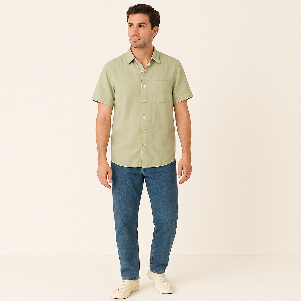 Men's Short Sleeve Linen Shirt – Lightweight Summer Button-Up