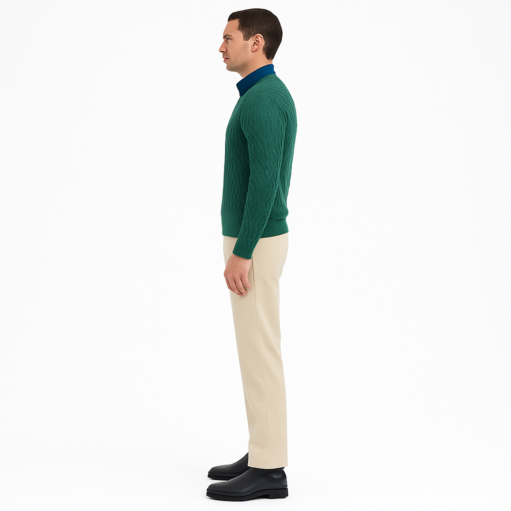 Men’s Chunky Knit Jumper – Warm Wool Blend, Cosy Cable Design