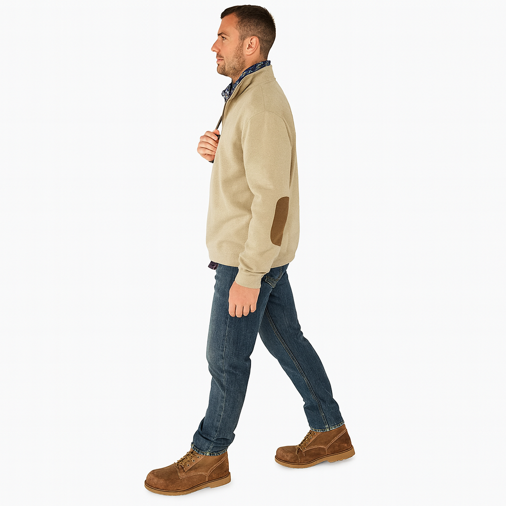 Men’s Half-Zip Sweatshirt with Elbow Patches – Warm Layer