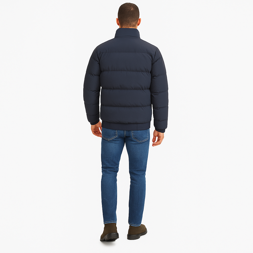 Men’s Smart Wool-Blend Overcoat with Stand-Up Collar