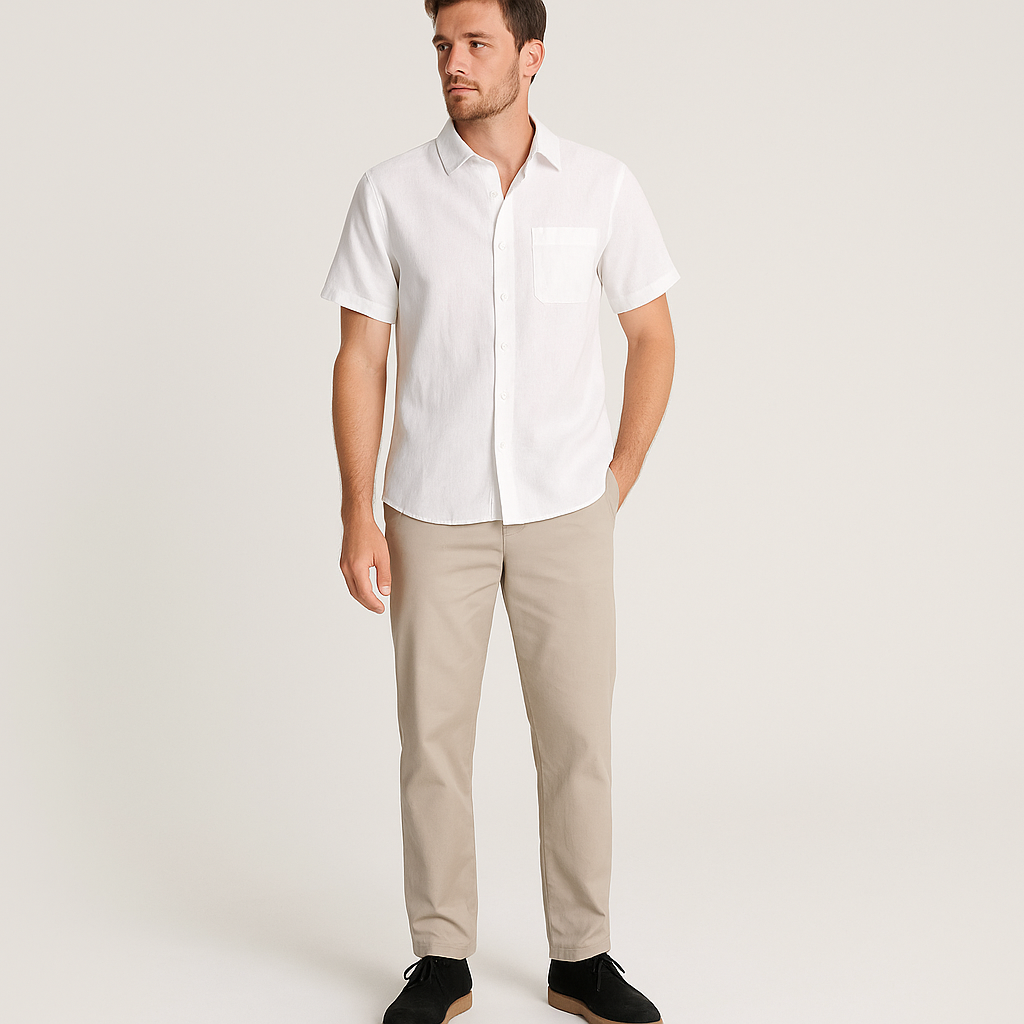 Men's Short Sleeve Linen Shirt – Lightweight Summer Button-Up