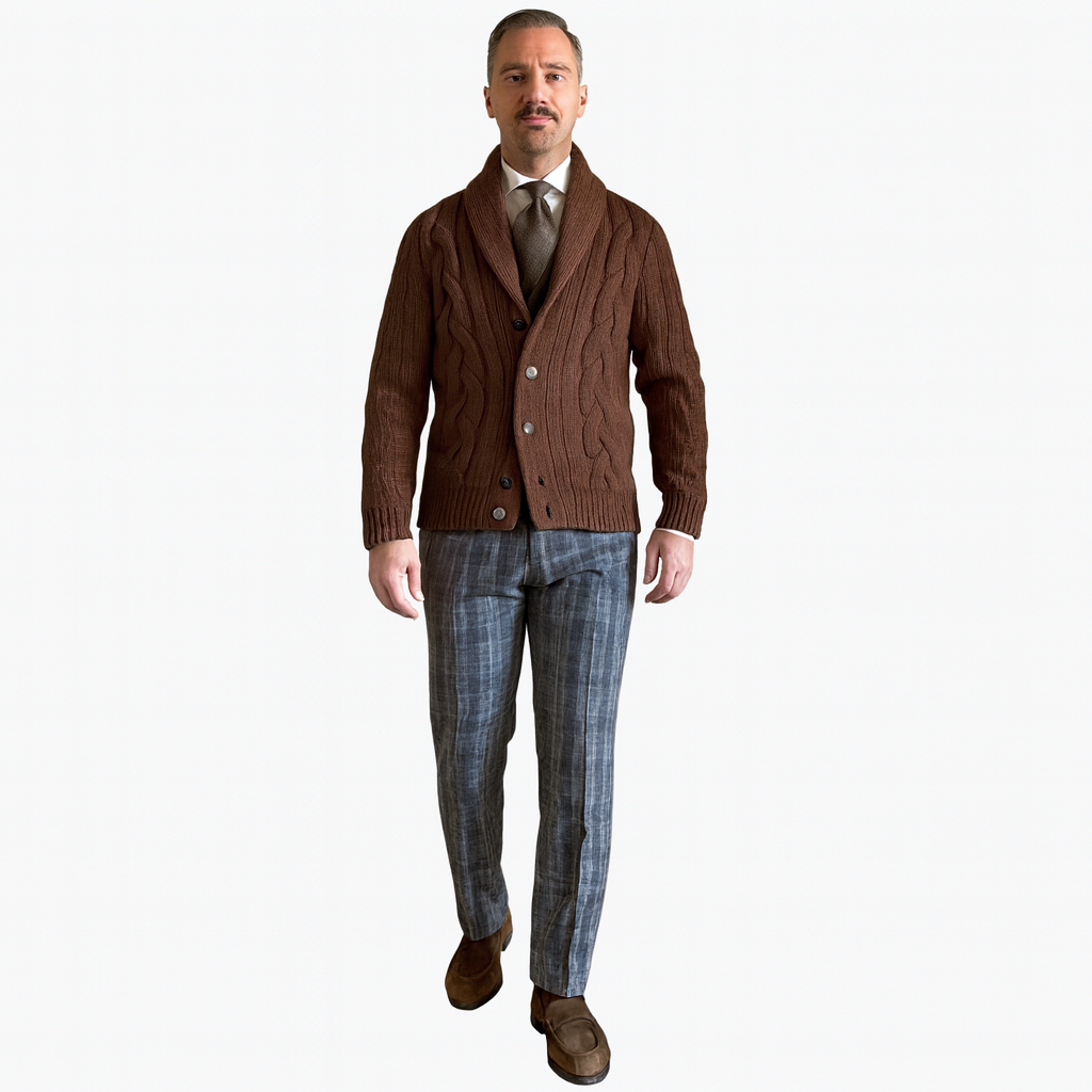 Men’s Shawl-Collar Cardigan – Smart Knit Layer for Spring