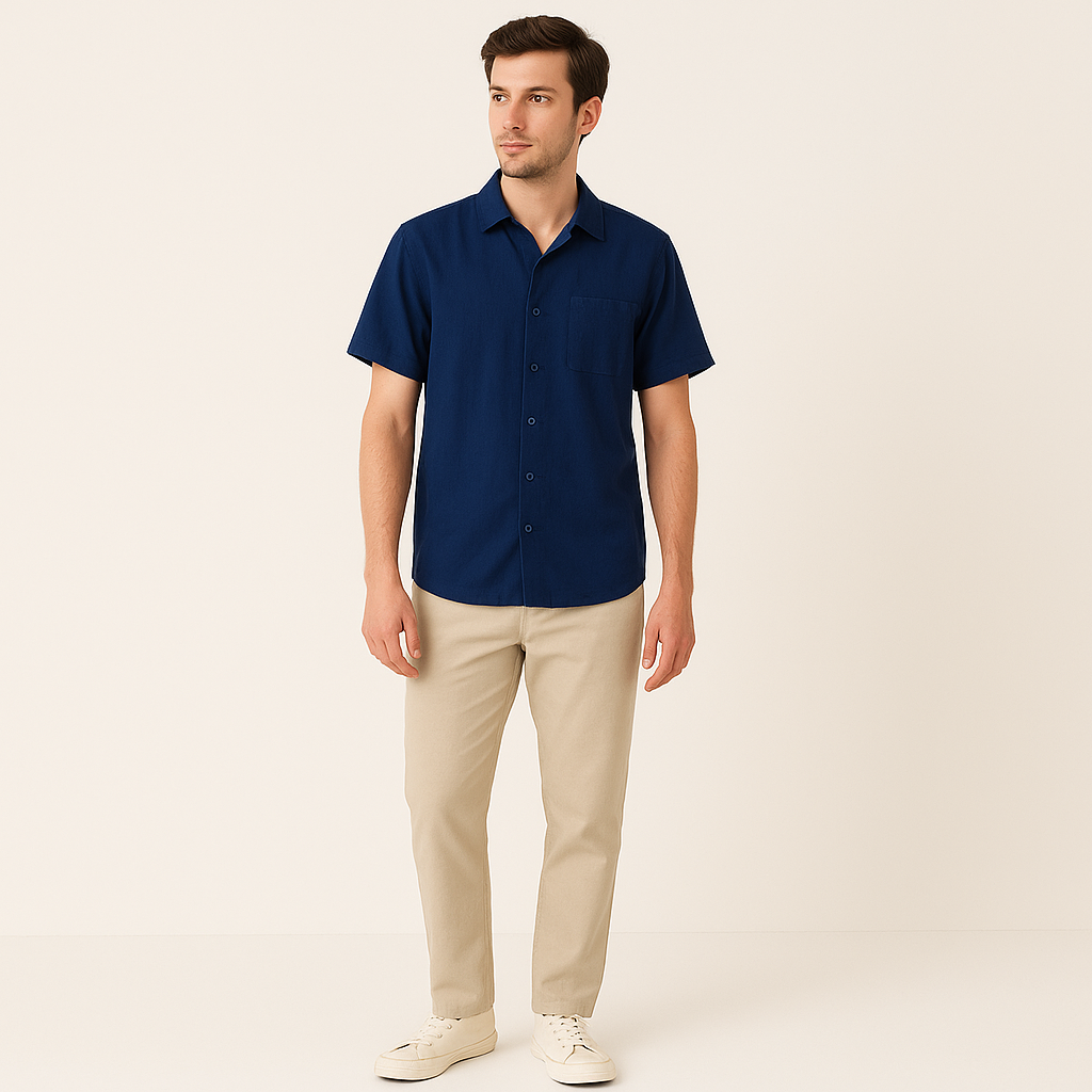 Men's Short Sleeve Linen Shirt – Lightweight Summer Button-Up