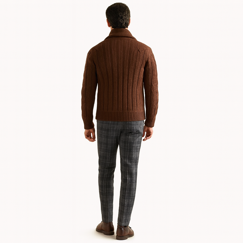 Men’s Shawl-Collar Cardigan – Smart Knit Layer for Spring
