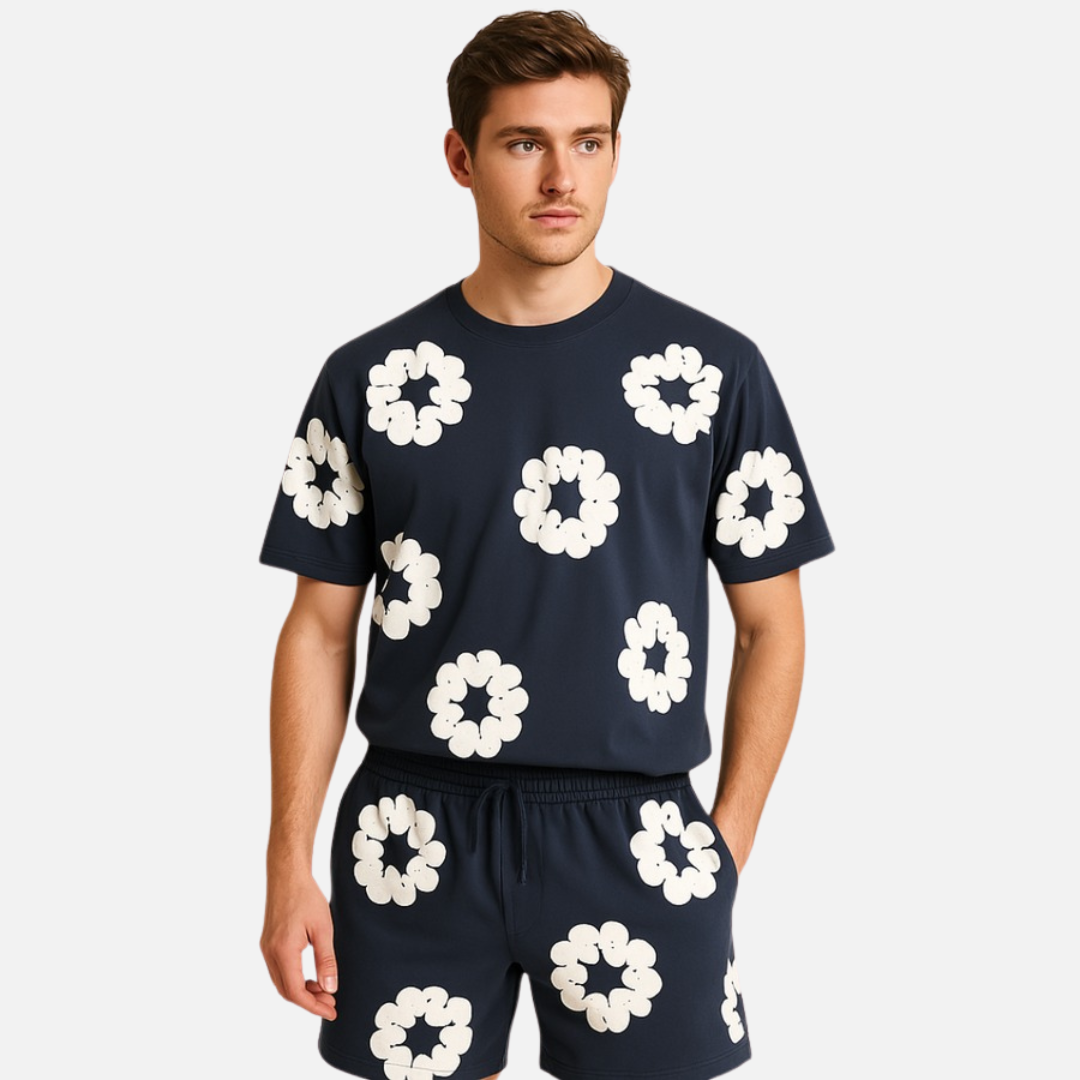 Unisex Floral Graphic T-Shirt & Shorts Set – Summer Co-ord Outfit