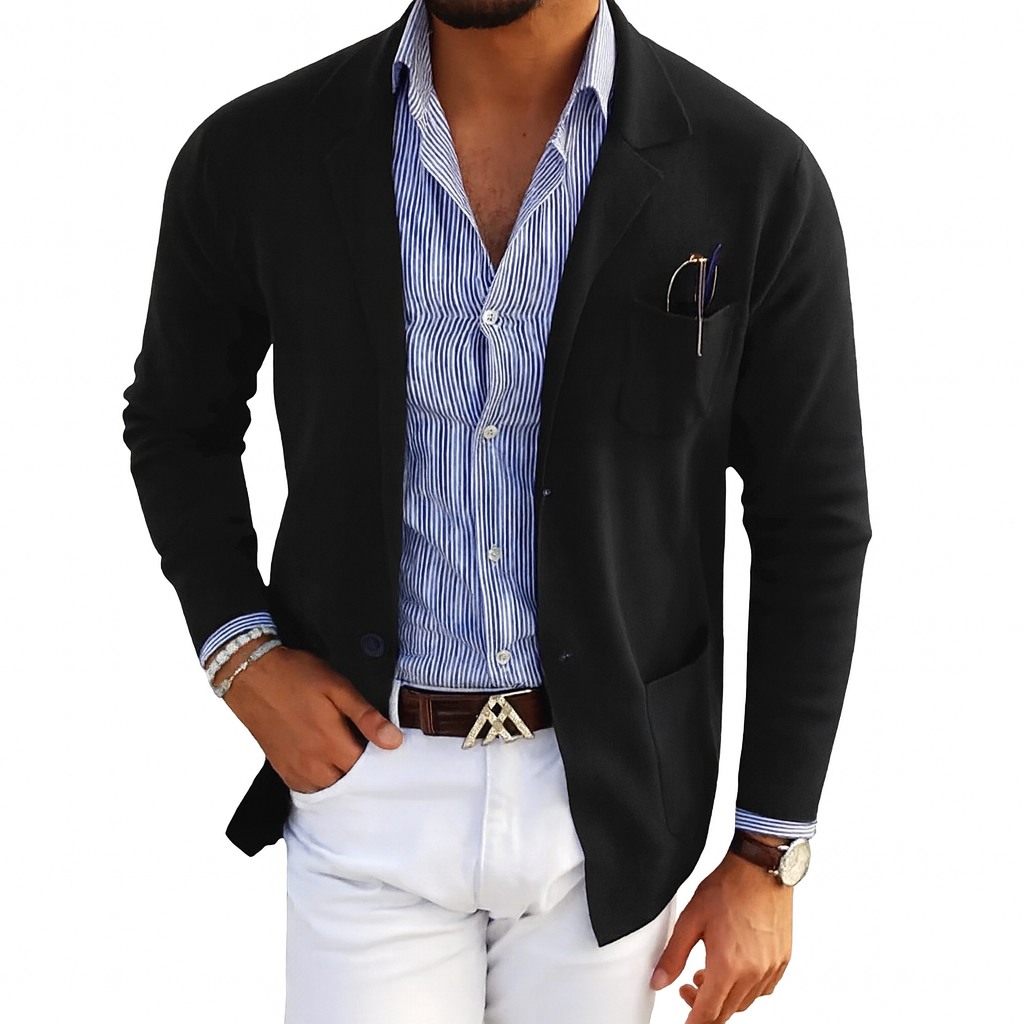 Notch Collar Men’s Blazer with Button Pockets – Smart Layer