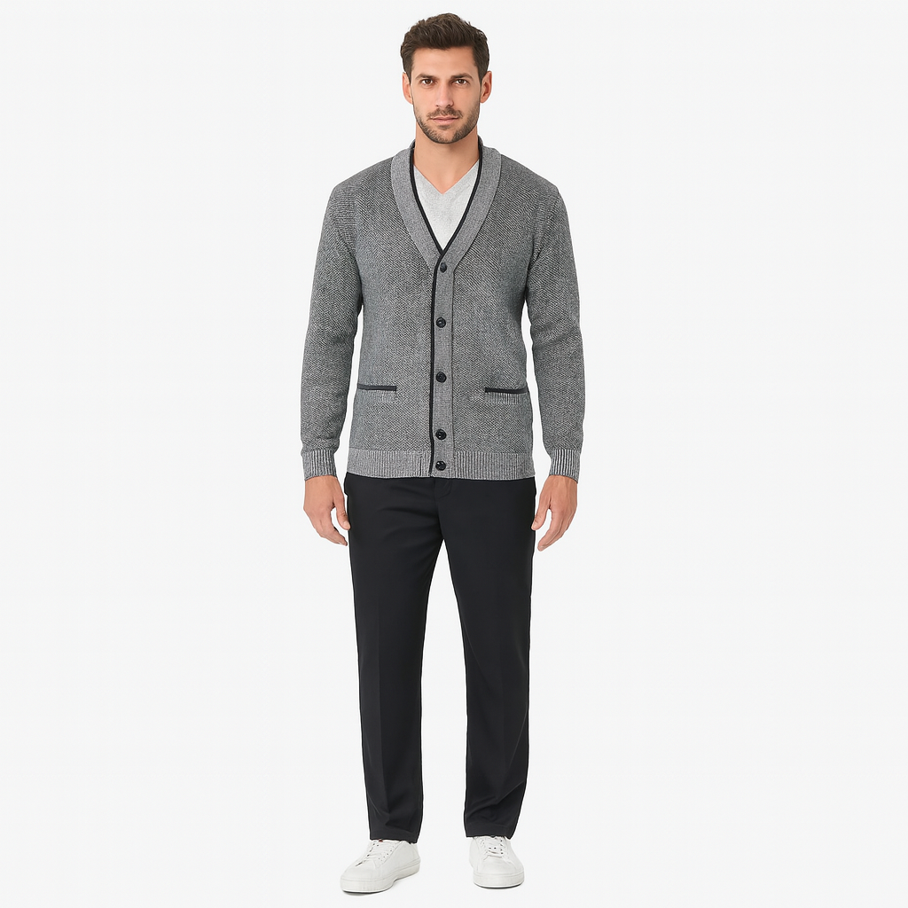 Men’s Classic V-Neck Button Vest – Smart Knit Layer