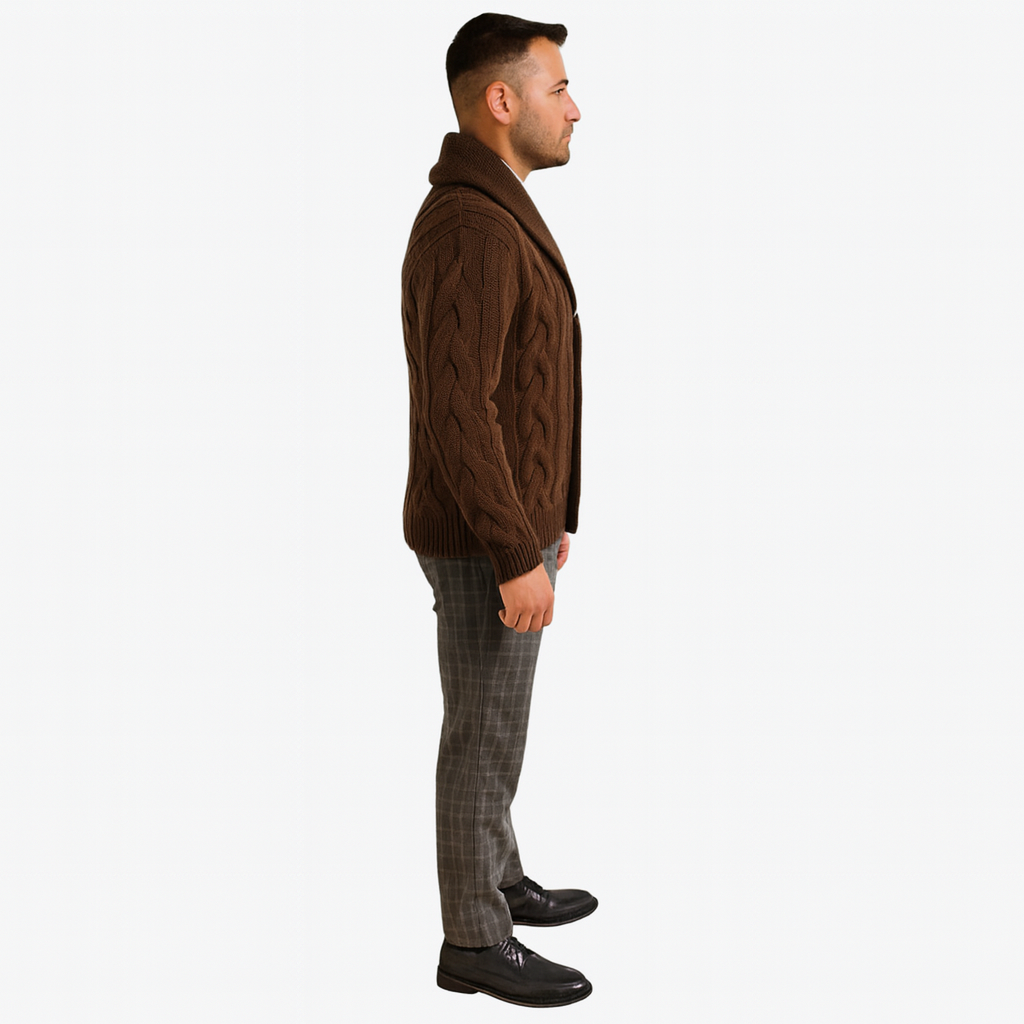 Men’s Shawl-Collar Cardigan – Smart Knit Layer for Spring