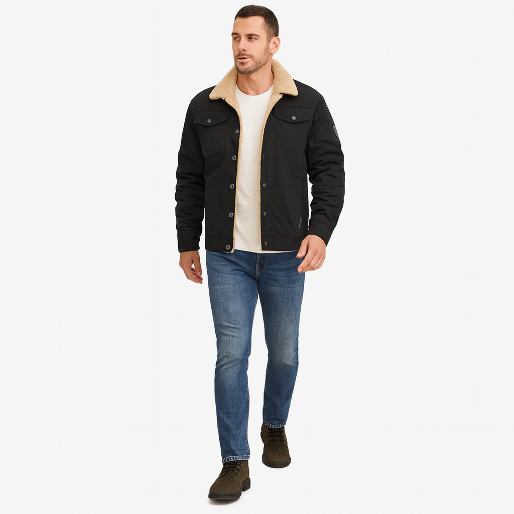 Men’s Tough Sherpa-Lined Bomber Jacket for Classic Cold Style