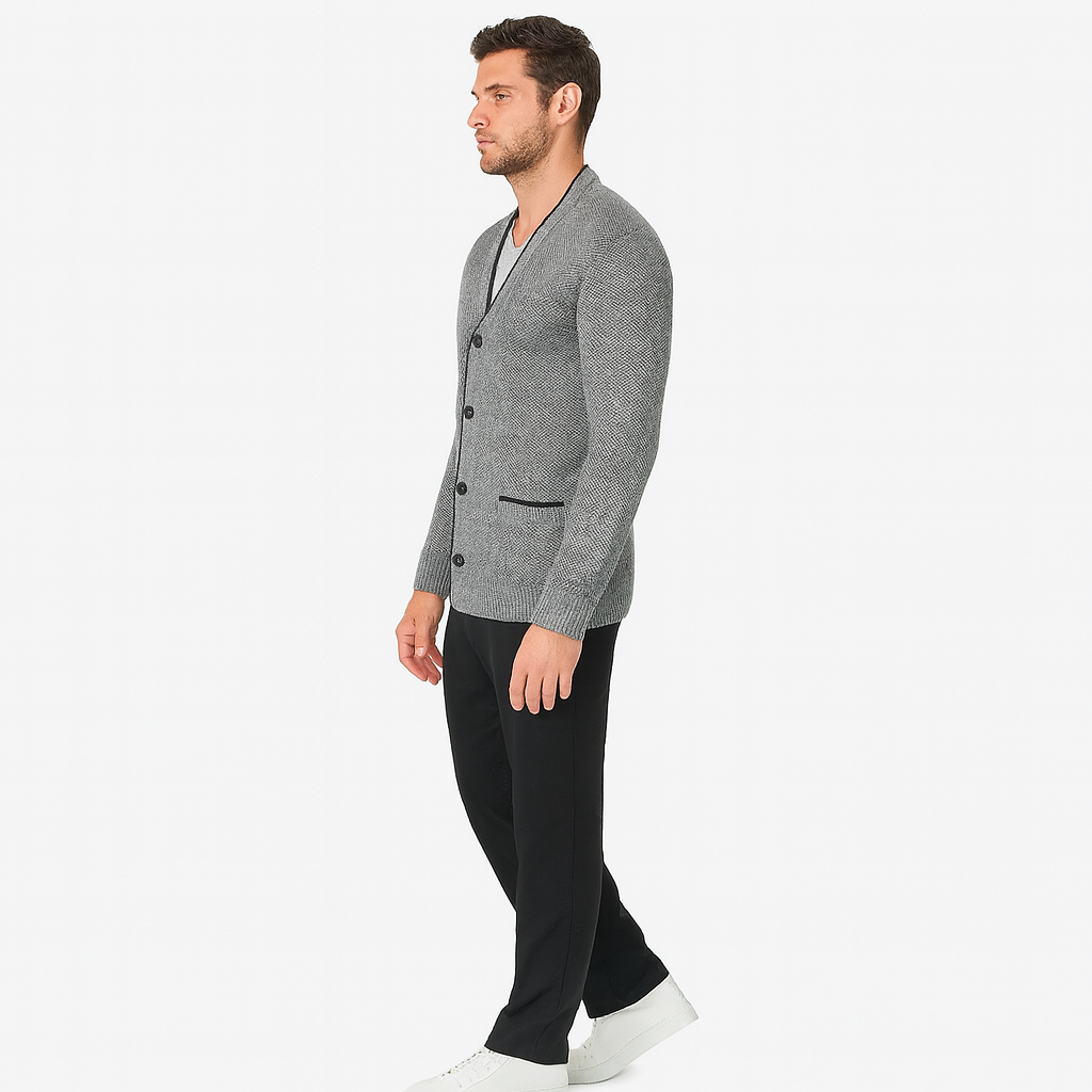 Men’s Classic V-Neck Button Vest – Smart Knit Layer