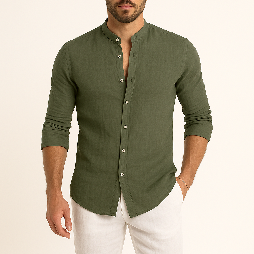 Men's Linen Long Sleeve Shirt – Casual Loose Fit Button-Down
