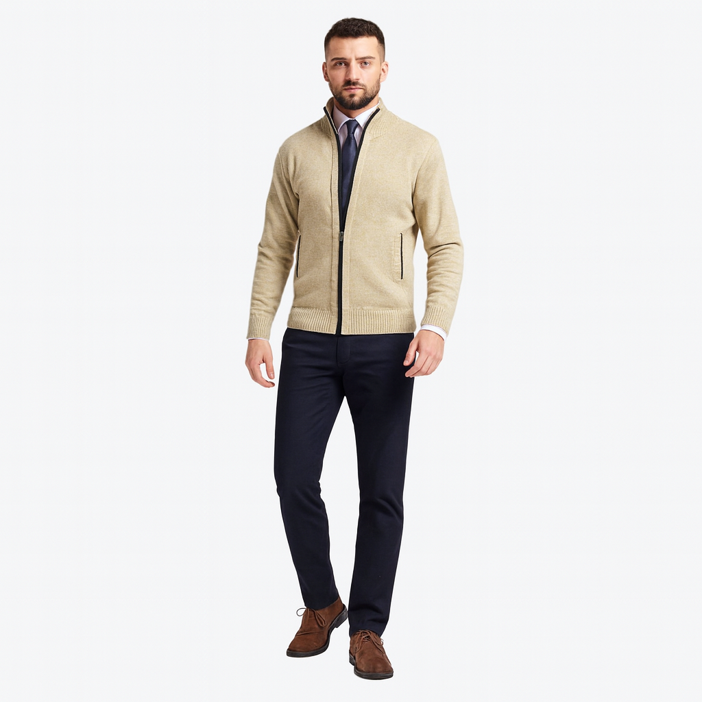 Men’s Lightweight Zip-Up Knit Jumper – Smart Layering Top