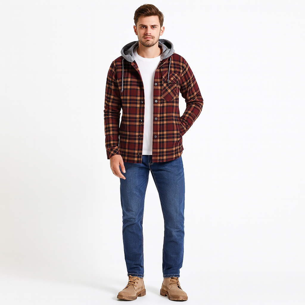 Men’s Woodland-Pattern Lined Jacket – Insulated Spring Outdoor Layer