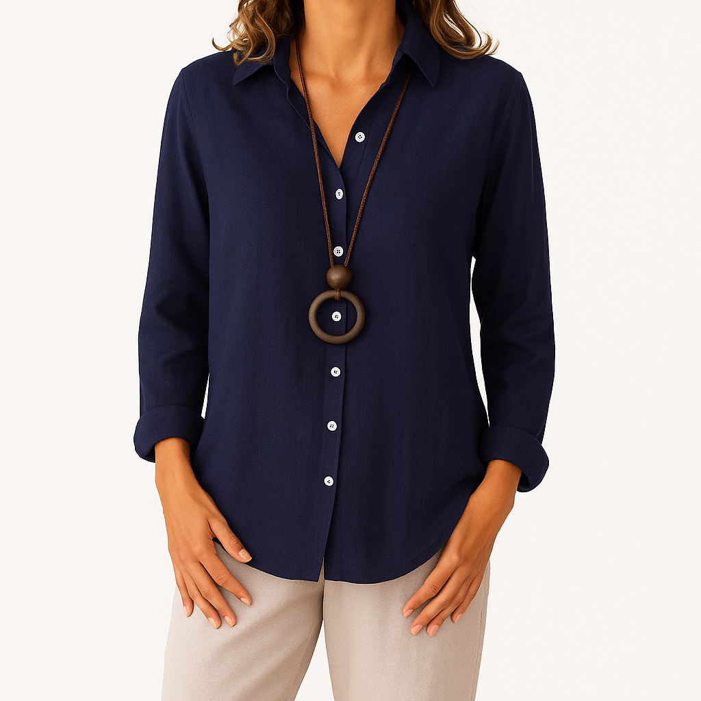 Women's Cotton-Linen Long Shirt – Casual Lightweight Button-Down