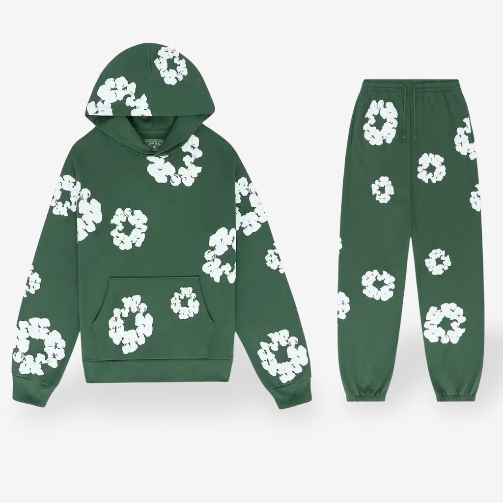 Unisex Floral Print Tracksuit Hoodie & Joggers – Lightweight Lounge Set