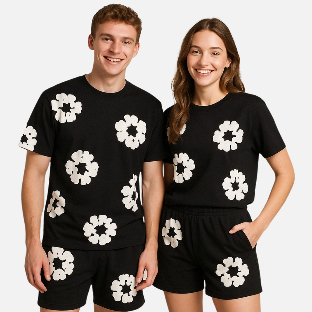 Unisex Floral Graphic T-Shirt & Shorts Set – Summer Co-ord Outfit