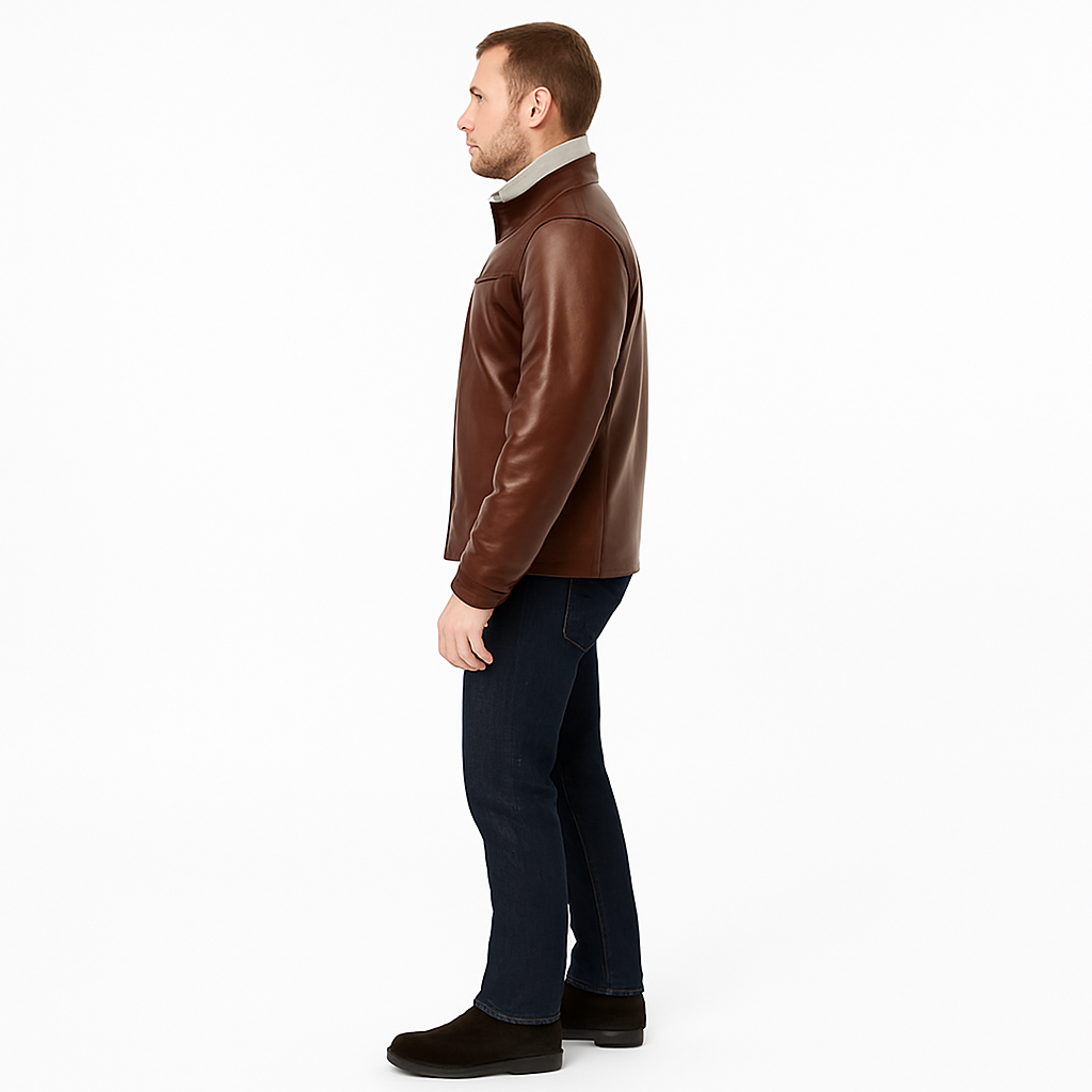 Men’s Western Leather Shirt Jacket with Rugged Fringe Detail