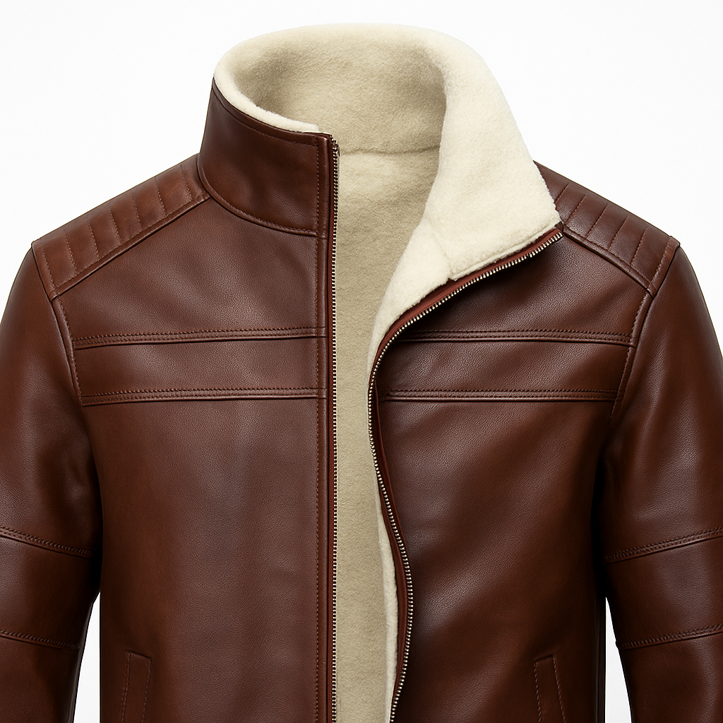 Men’s Western Leather Shirt Jacket with Rugged Fringe Detail