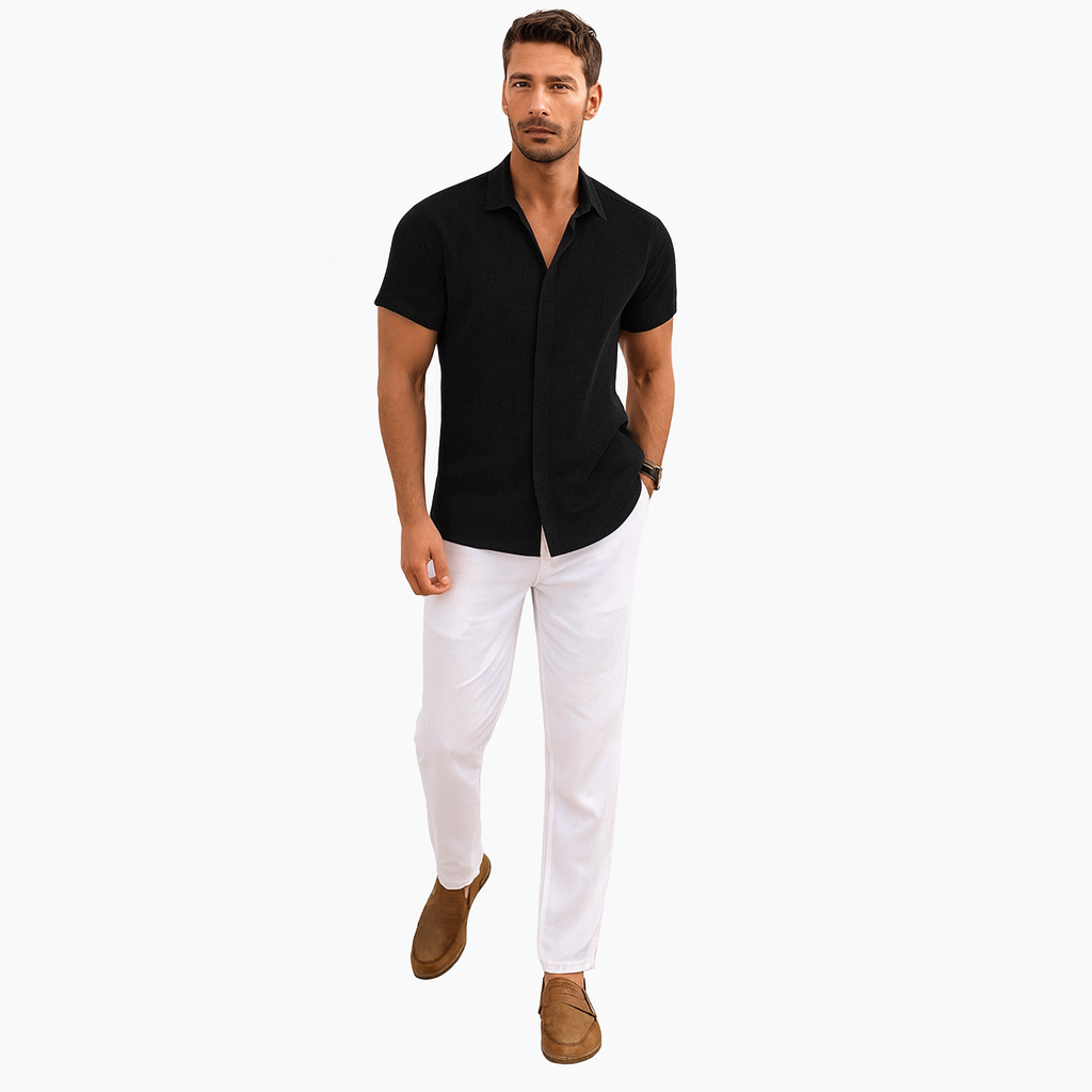 Lightweight Linen Short-Sleeve Shirt for Men – Casual Summer Essential