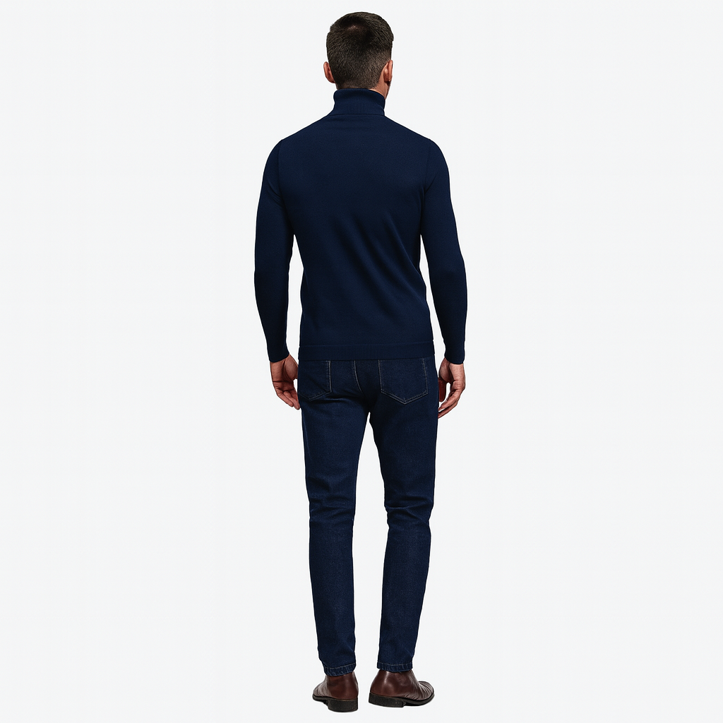 Men’s Casual Roll-Neck Knit Jumper – Lightweight Smart Layering