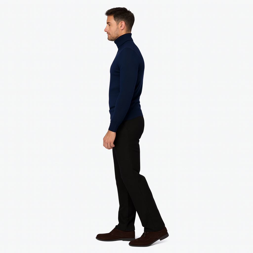 Men’s Casual Roll-Neck Knit Jumper – Lightweight Smart Layering