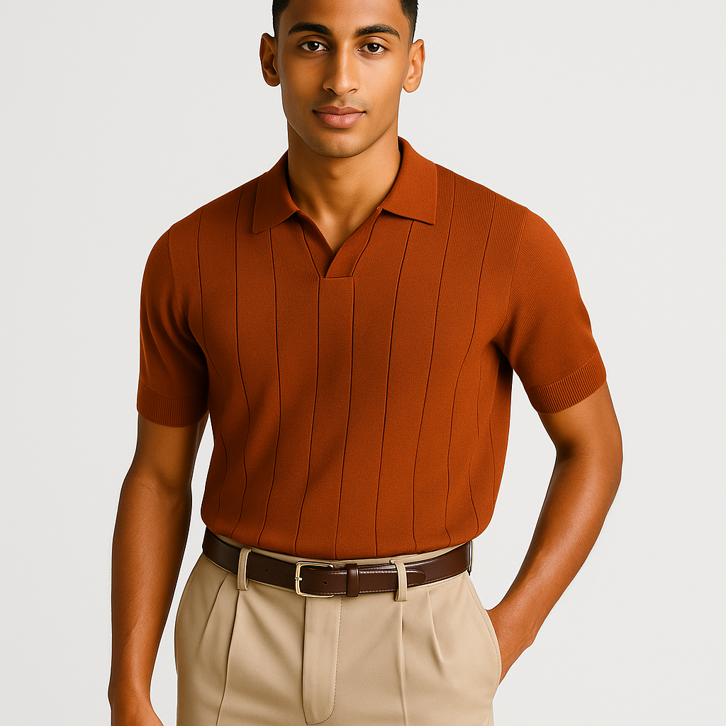 Men's Breathable Knit Polo Shirt – Lightweight Summer Short Sleeve Top