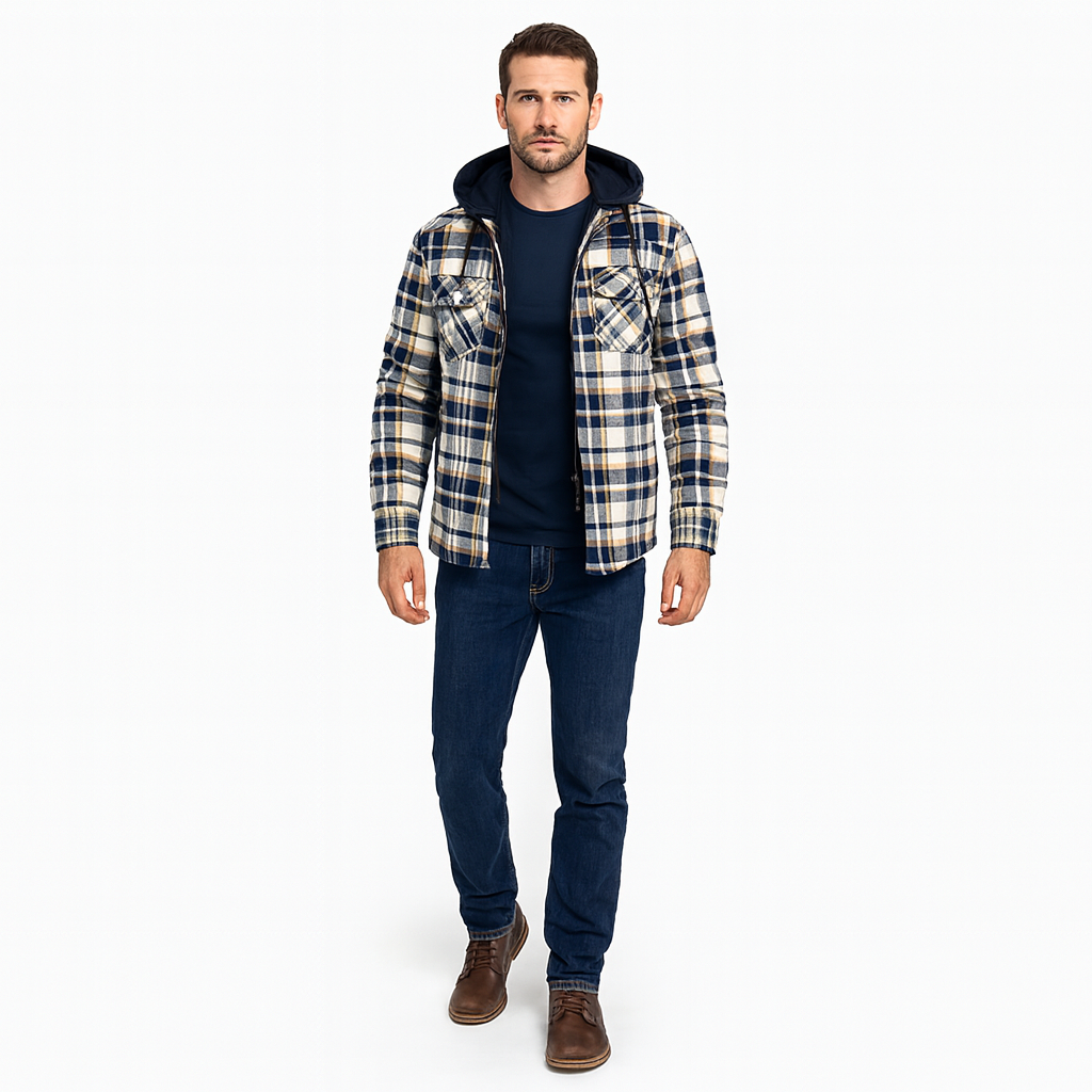 Men’s Checked Wool-Look Winter Jacket – Warm Patterned Layer