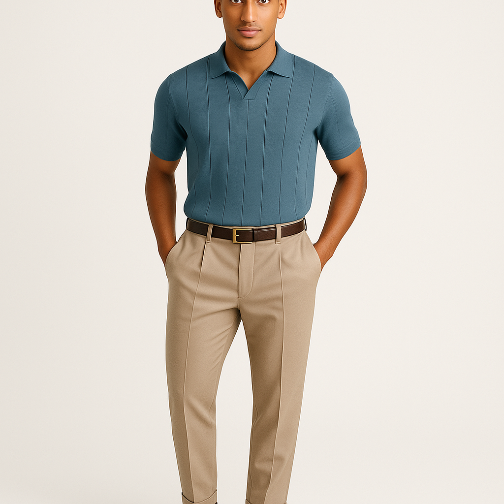 Men's Breathable Knit Polo Shirt – Lightweight Summer Short Sleeve Top