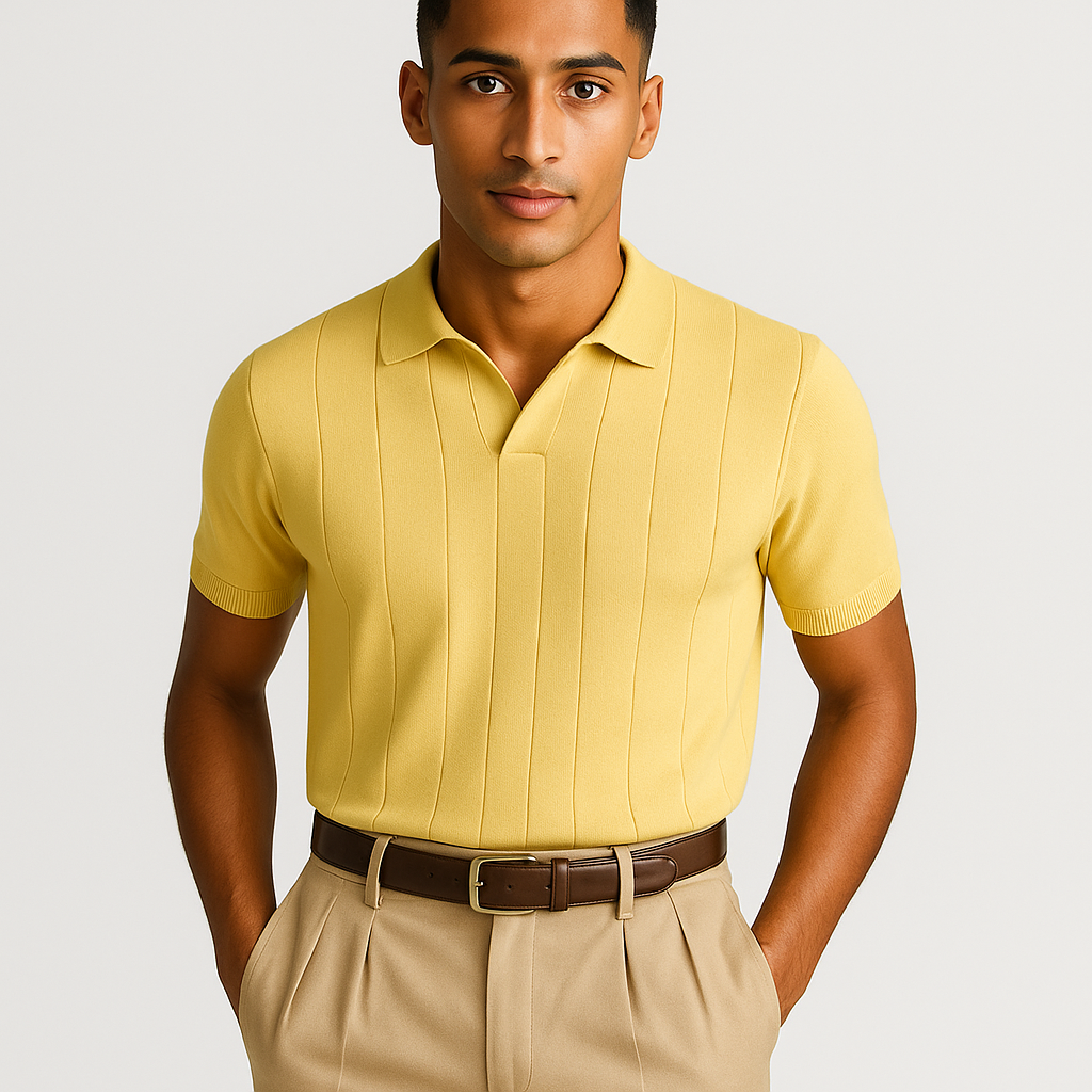Men's Breathable Knit Polo Shirt – Lightweight Summer Short Sleeve Top