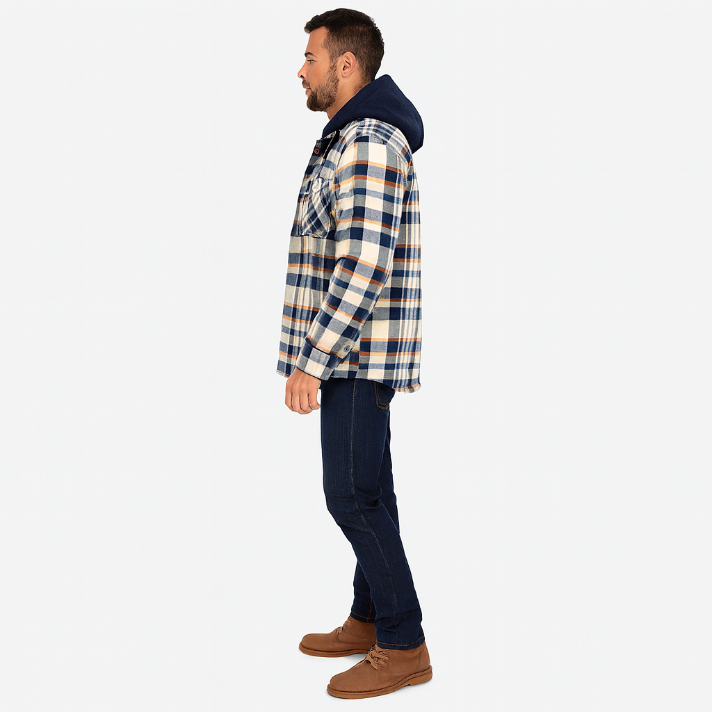 Men’s Checked Wool-Look Winter Jacket – Warm Patterned Layer