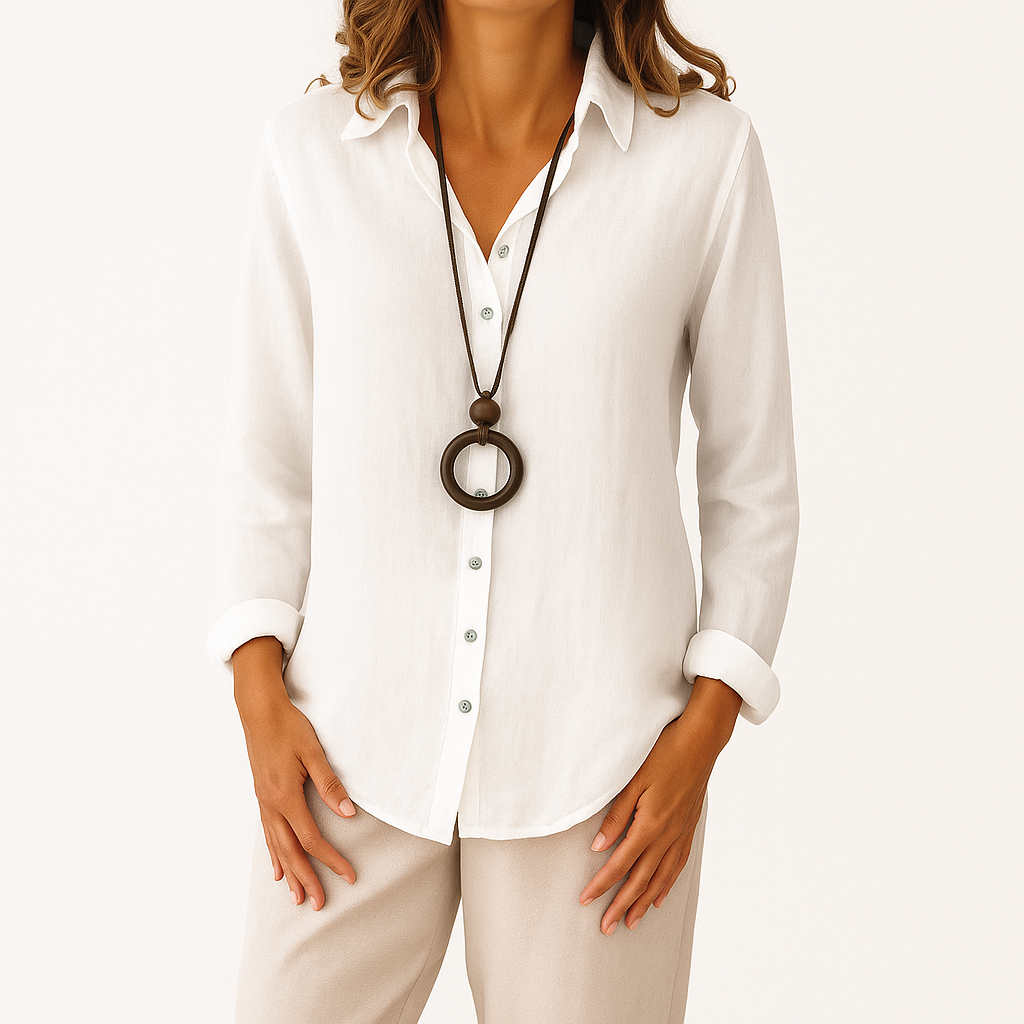 Women's Cotton-Linen Long Shirt – Casual Lightweight Button-Down
