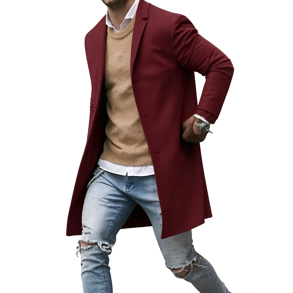 Men’s Slim-Fit Wool Windproof Coat – Smart Spring Layer