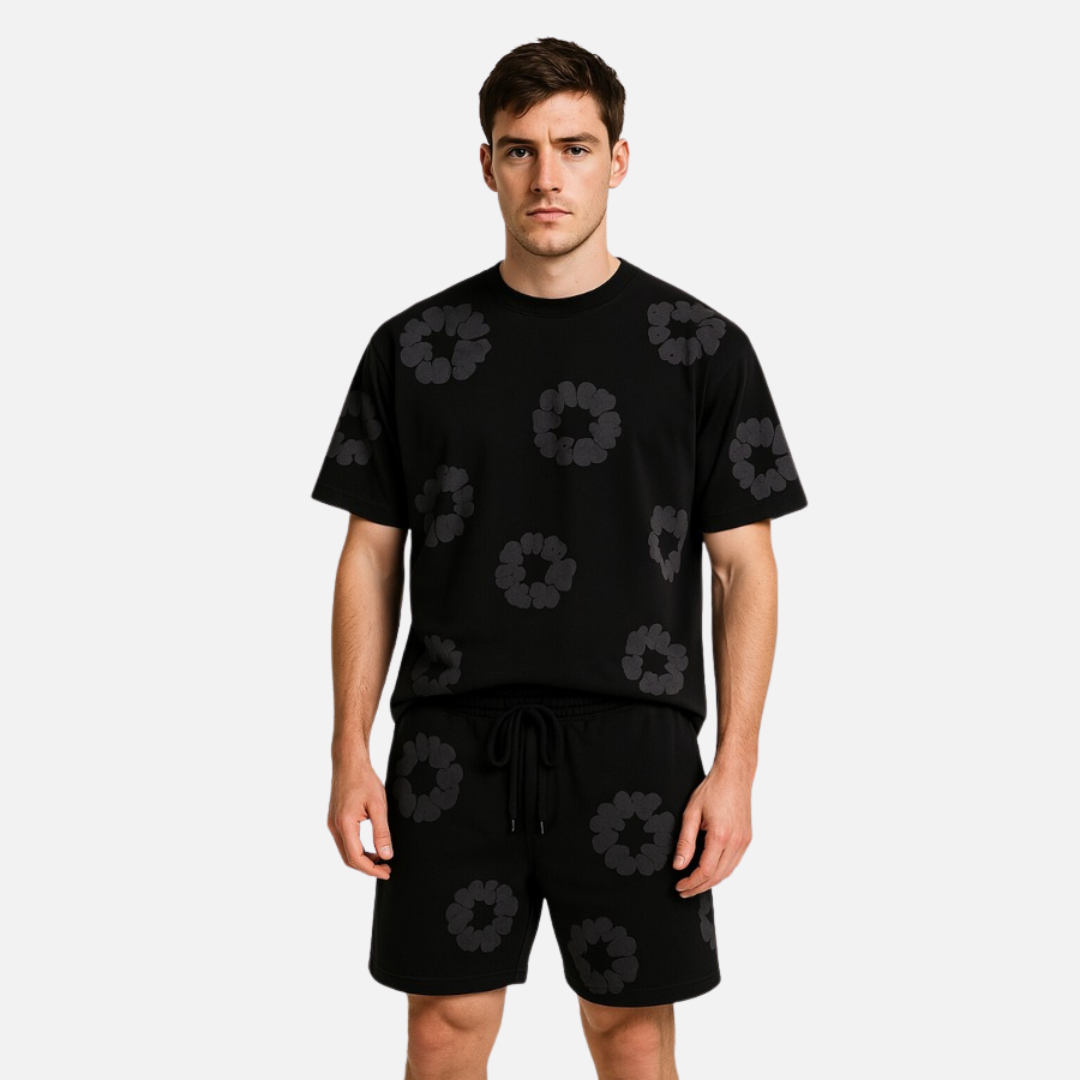 Unisex Floral Graphic T-Shirt & Shorts Set – Summer Co-ord Outfit