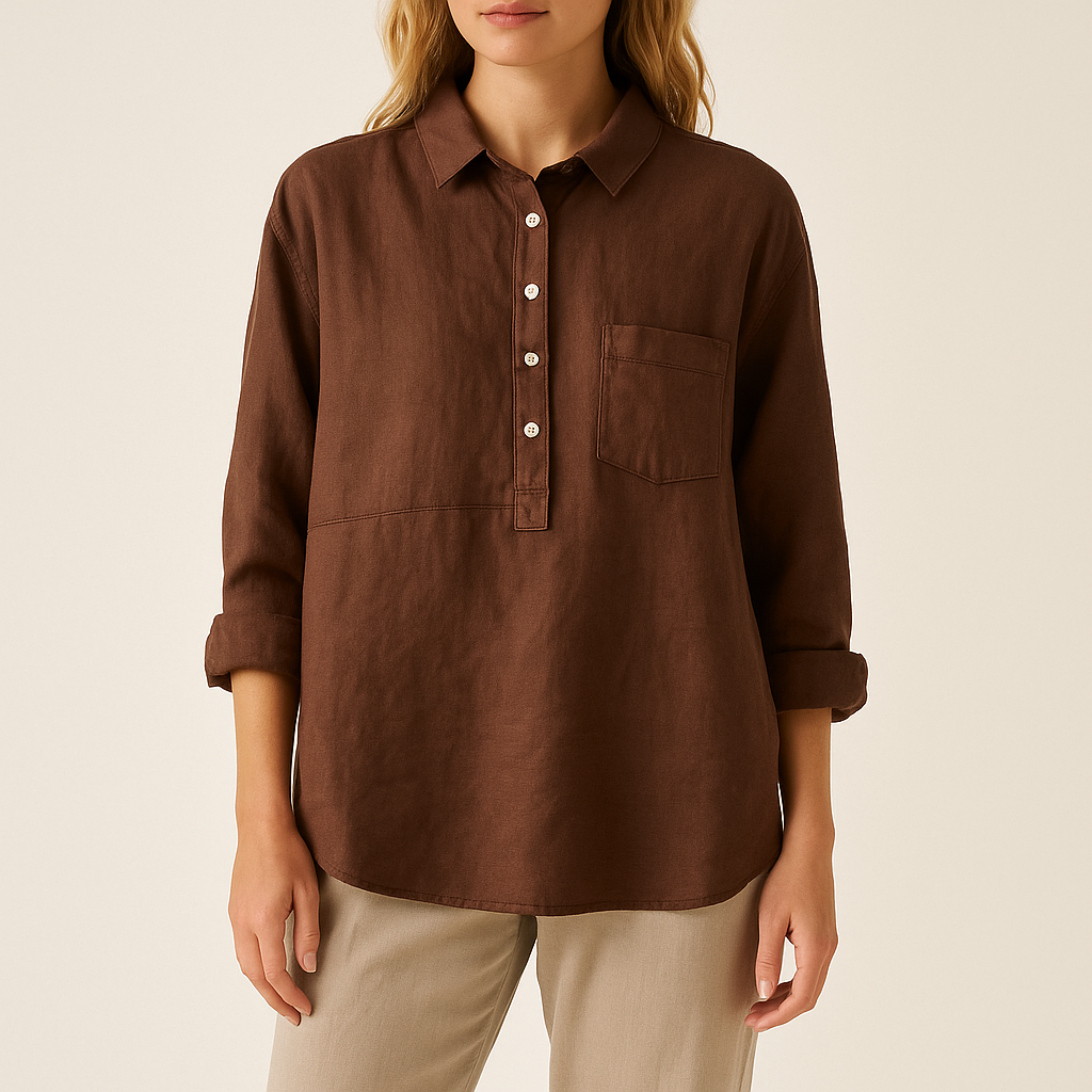 Women's Cotton Linen Long Sleeve Shirt – Casual Lapel Neck Blouse