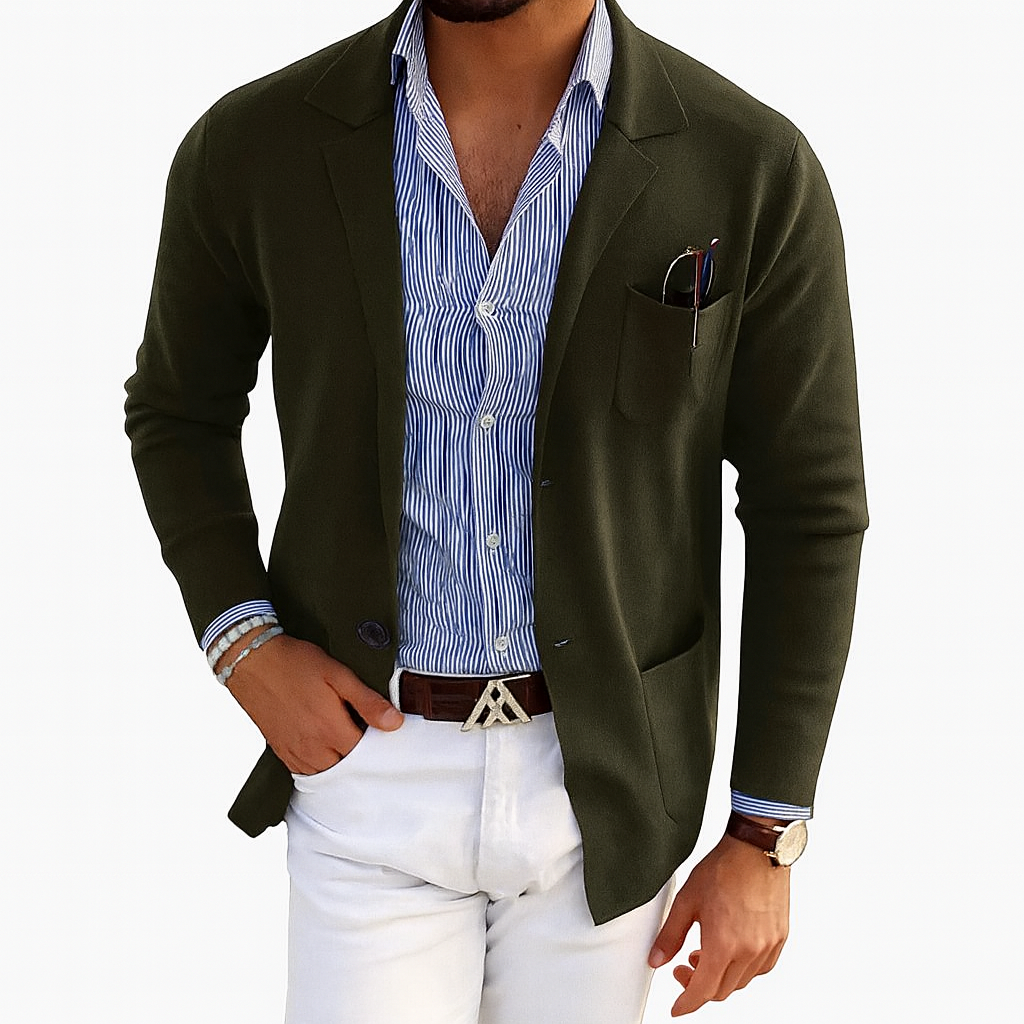 Notch Collar Men’s Blazer with Button Pockets – Smart Layer