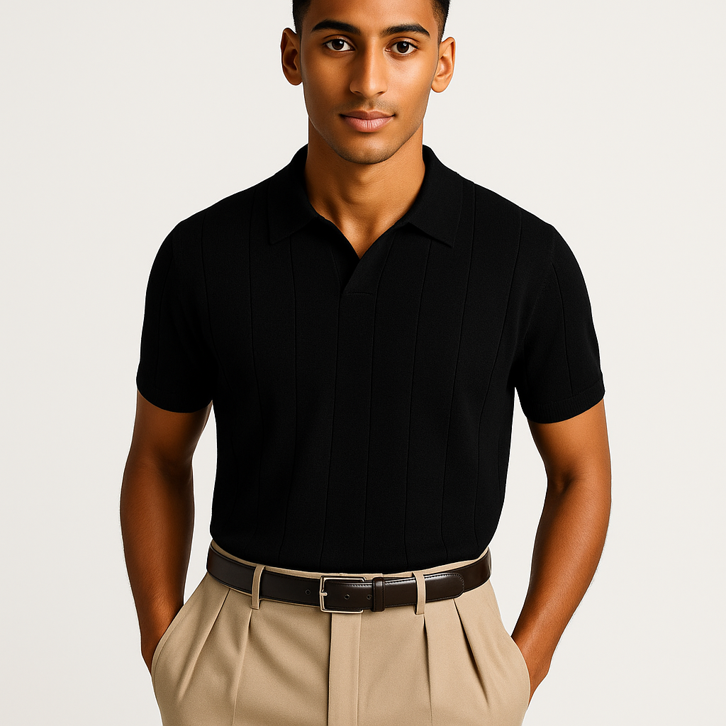 Men's Breathable Knit Polo Shirt – Lightweight Summer Short Sleeve Top